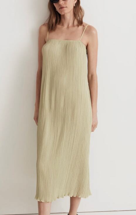 Madewell Dresses & Skirts - Green Olive Madewell The Goldie Midi Dress in Plissé 10